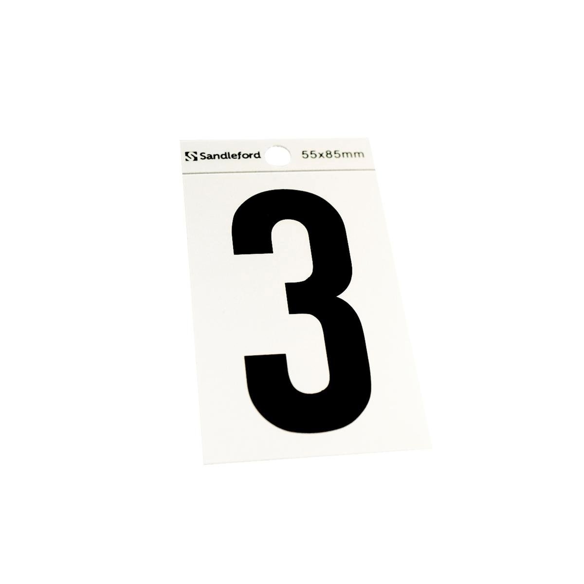 Sandleford Self Adhesive House Number 3 - 85mm - Silver Black - SuperSaverAU - view 1