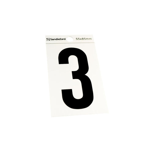 Sandleford Self Adhesive House Number 3 - 85mm - Silver Black - SuperSaverAU - view 1