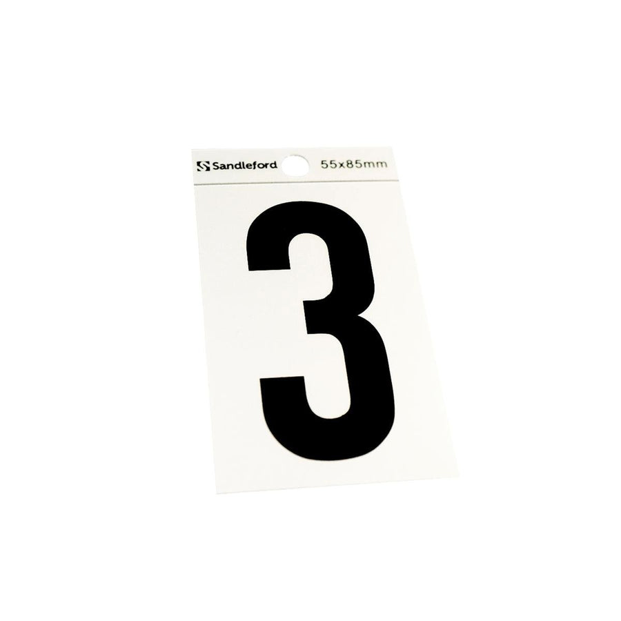 Sandleford Self Adhesive House Number 3 - 85mm - Silver Black - SuperSaverAU - view 1