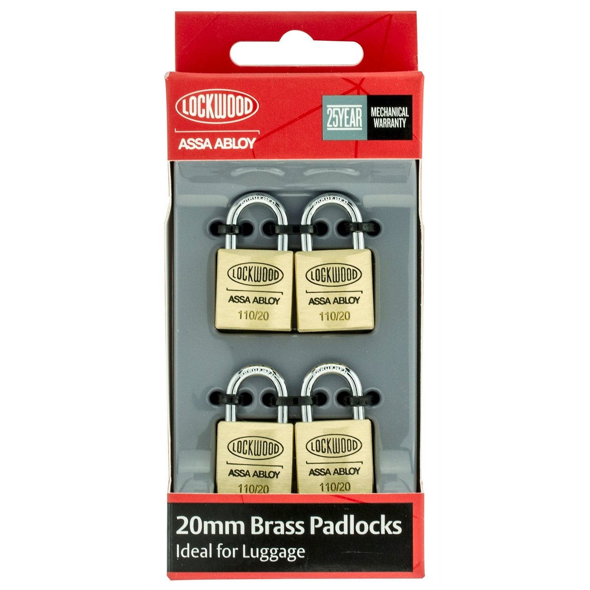 Lockwood 20mm Solid Brass Padlocks 4 Pack Durable Security Solution - SuperSaverAU - view 2