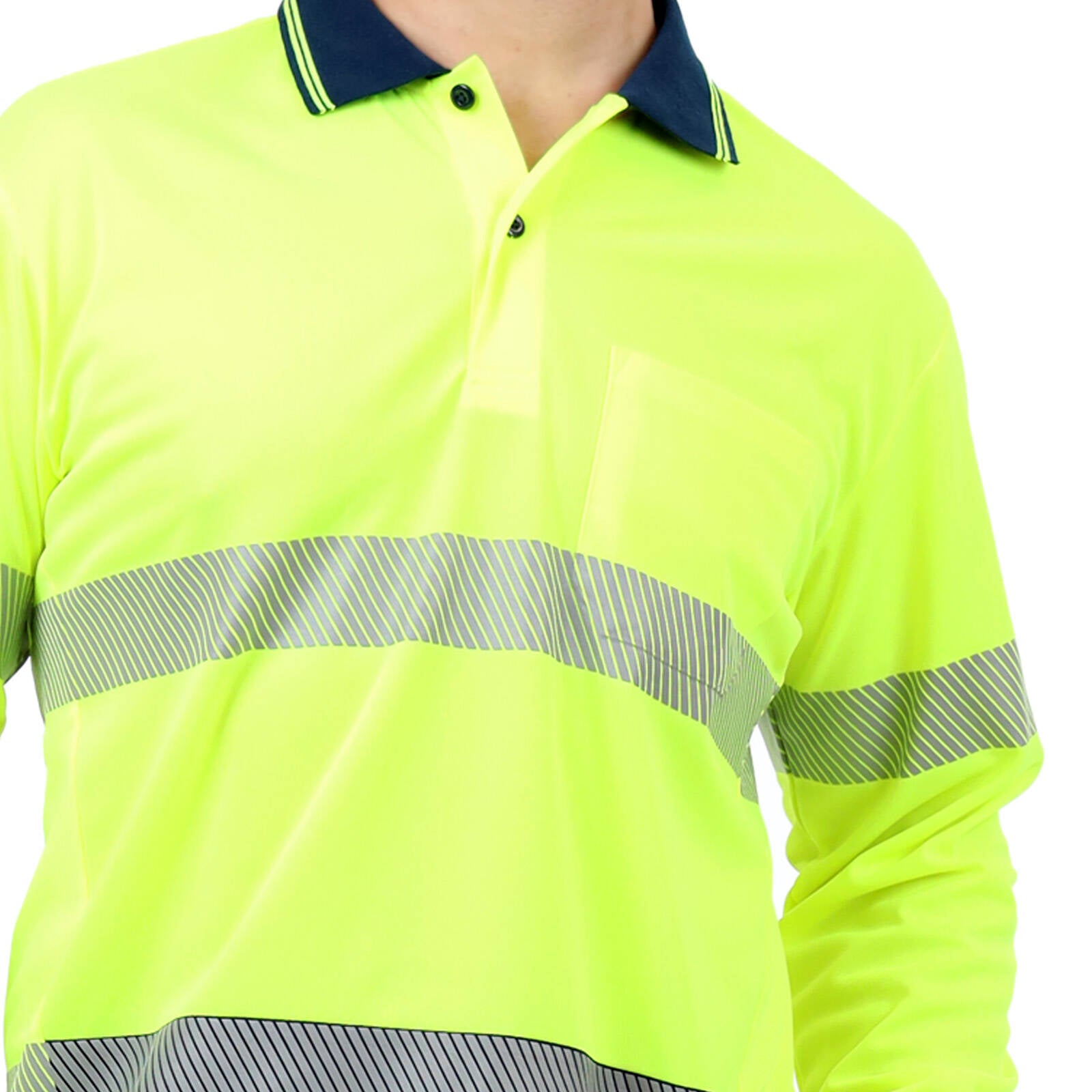 Citeco Men's Yellow Hi Vis Long Sleeve Polo Reflective - Large