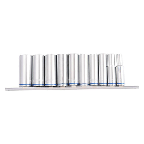 Kincrome 10 Piece 1/2" Drive Metric Deep Socket Rail Set 8-19mm Rust Resistant