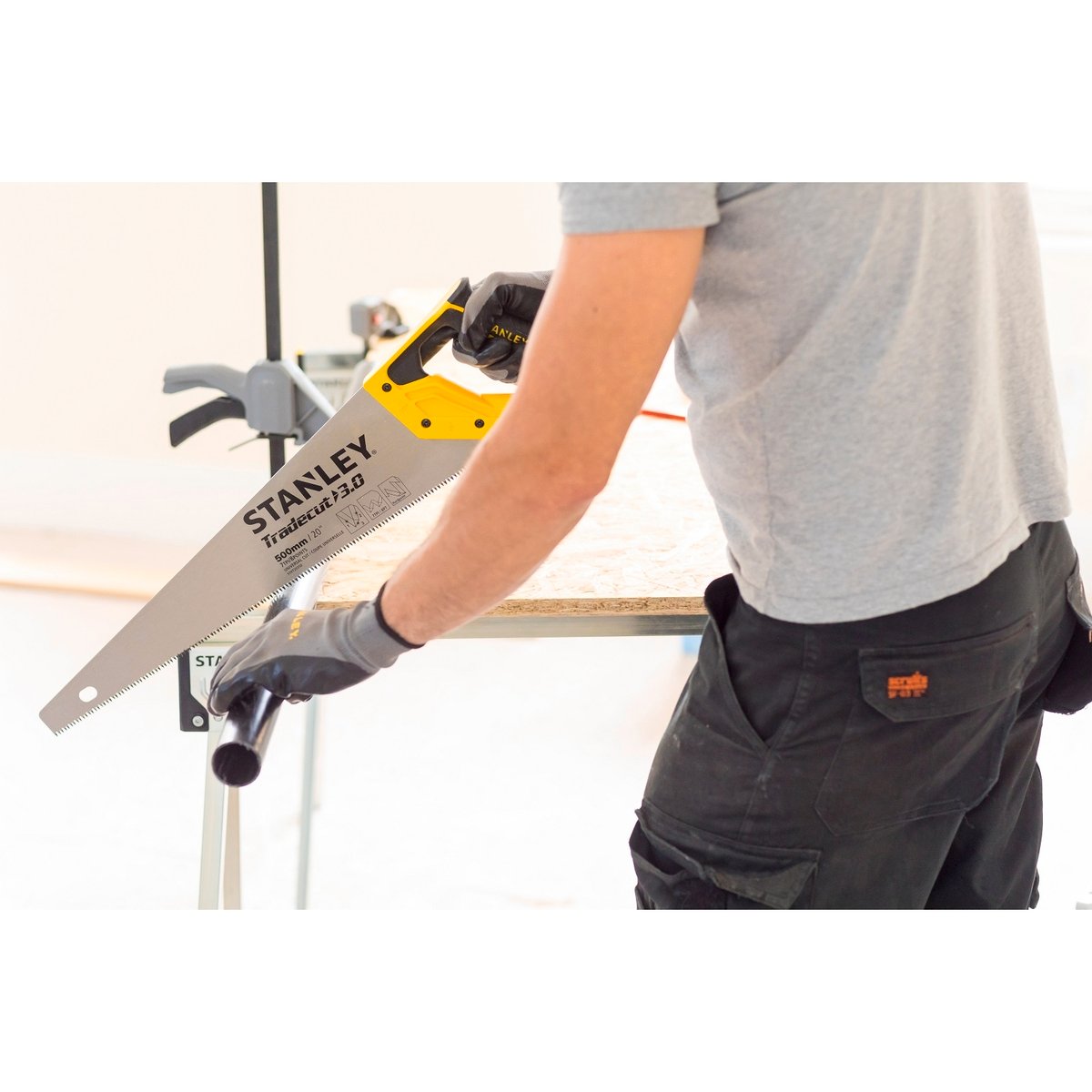 Stanley Tradecut Saw 500mm 8 TPI - Grey - Ergonomic Handle - SuperSaverAU - view 3
