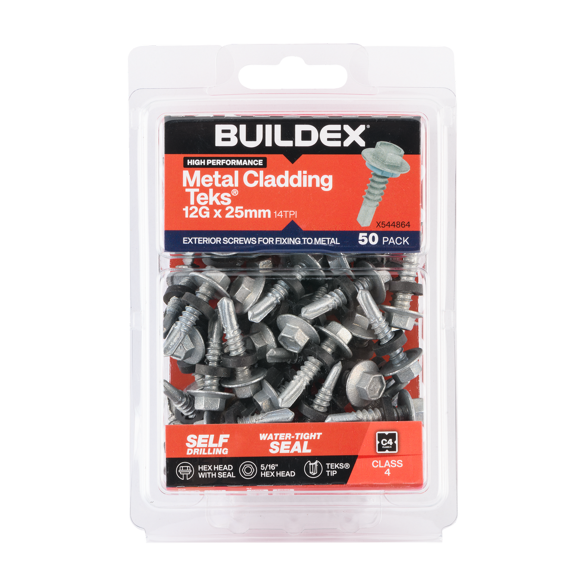 Buildex Cladding Fencing Teks Screws 12g x 25mm - 50 Pack - Self-Drilling - Corrosion-Resistant - SuperSaverAU - view 1