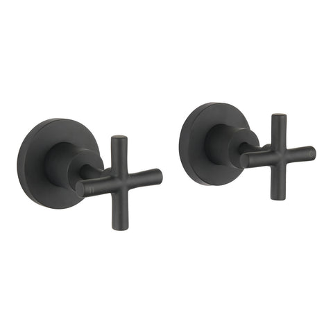 Mondella Resonance Matte Black 1/2 Turn Cross Handle Wall Top Assembly Set, Grade 304 Stainless Steel