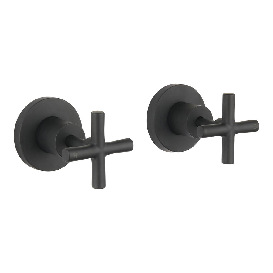 Mondella Resonance Matte Black 1/2 Turn Cross Handle Wall Top Assembly Set, Grade 304 Stainless Steel