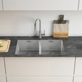 Franke Bolero double bowl sink 2 x 29L - 18/10 stainless steel, top, under or flush mount - BOX220-36