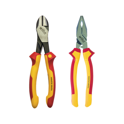 Wiha 2 Piece Plier Set 1000V Insulated 220mm Combination & 200mm Cutter - SuperSaverAU - view 1
