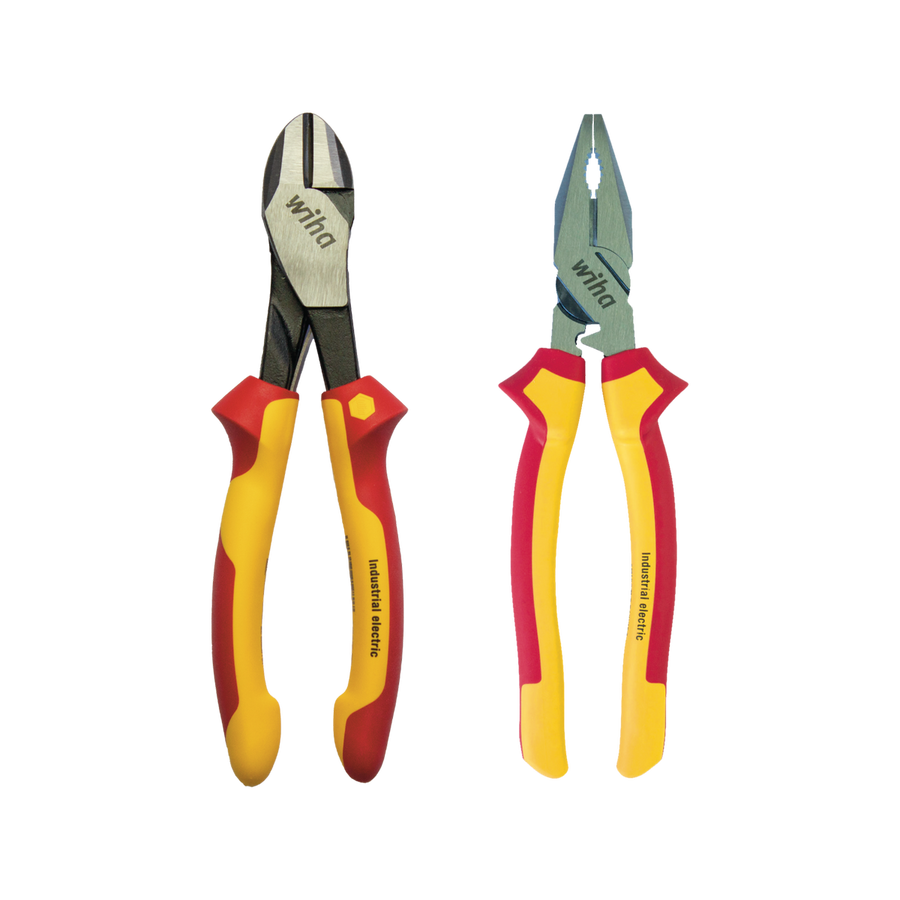 Wiha 2 Piece Plier Set 1000V Insulated 220mm Combination & 200mm Cutter - SuperSaverAU - view 1