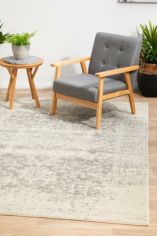 Rug Culture Evoke Extra Large Rug 330x240cm - White Silver Power Loomed Polypropylene - EVO253WSIL330X240
