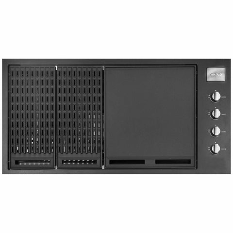 Artusi Built-In Gas BBQ - Matte Black, Cast Iron Grills, Flame Failure Protection - ABBQ1MB