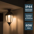 Brilliant Lighting Cambridge DIY Black Ceiling Mount Coach Light B22 Outdoor 17423/06