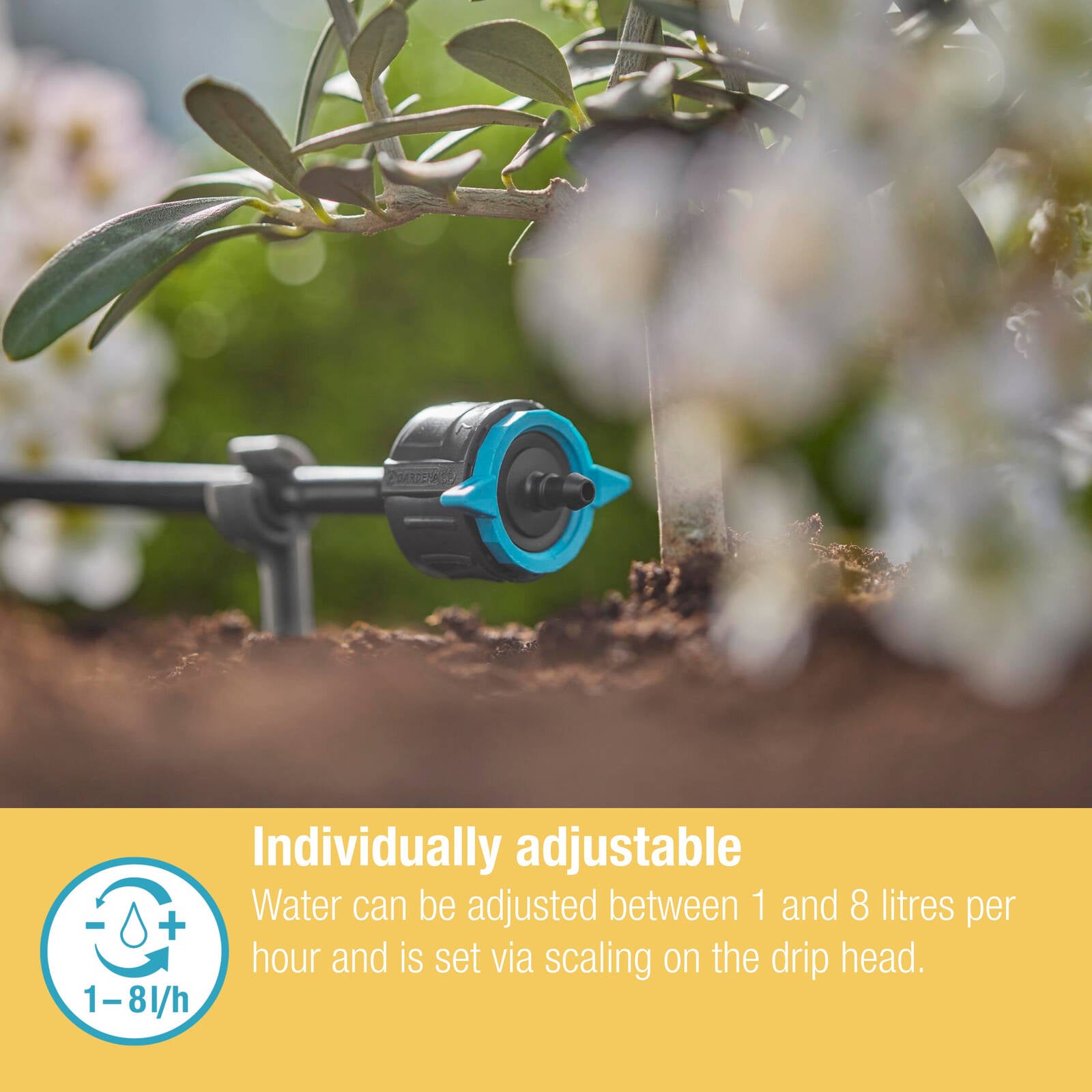 GARDENA 1-8L/h Pressure Compensating Adjustable Endline Drip Head 5 Pack