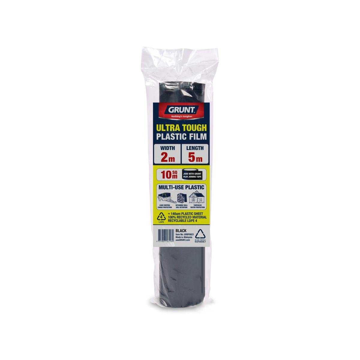 Grunt 2 x 5m Black 140um Multi Use Plastic Film - Durable - Reusable - Weather Protection - SuperSaverAU - view 1