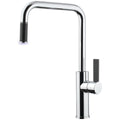 Armando Vicario Luz Pull Out Kitchen Mixer Tap - Chrome with Black Lever, 360 Degree Swivel - LUZ-LF