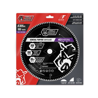 Full Boar 305mm 100t Multi Material Circular Saw Blade - Precision Cutting - Anti-Friction Coating
