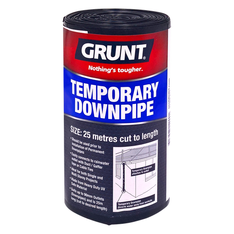 Grunt 90mm x 25m Black 100um Polythene Temporary Downpipe Roll