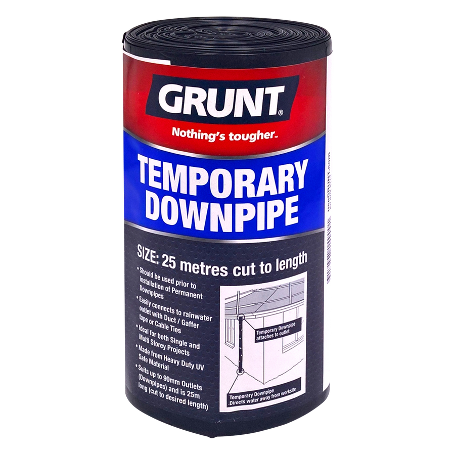 Grunt 90mm x 25m Black 100um Polythene Temporary Downpipe Roll