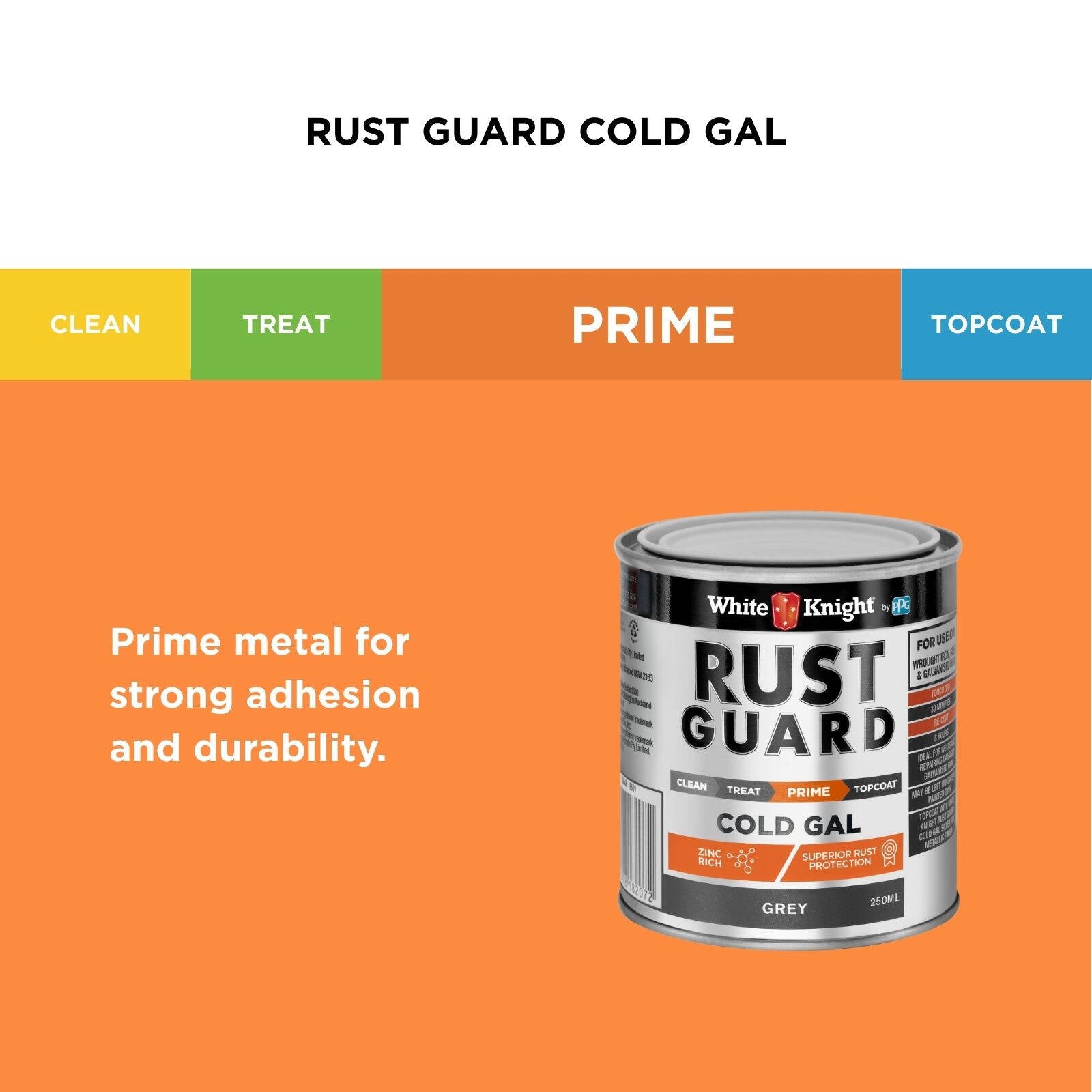 White Knight Rust Guard Cold Gal Grey Primer Paint 250ml