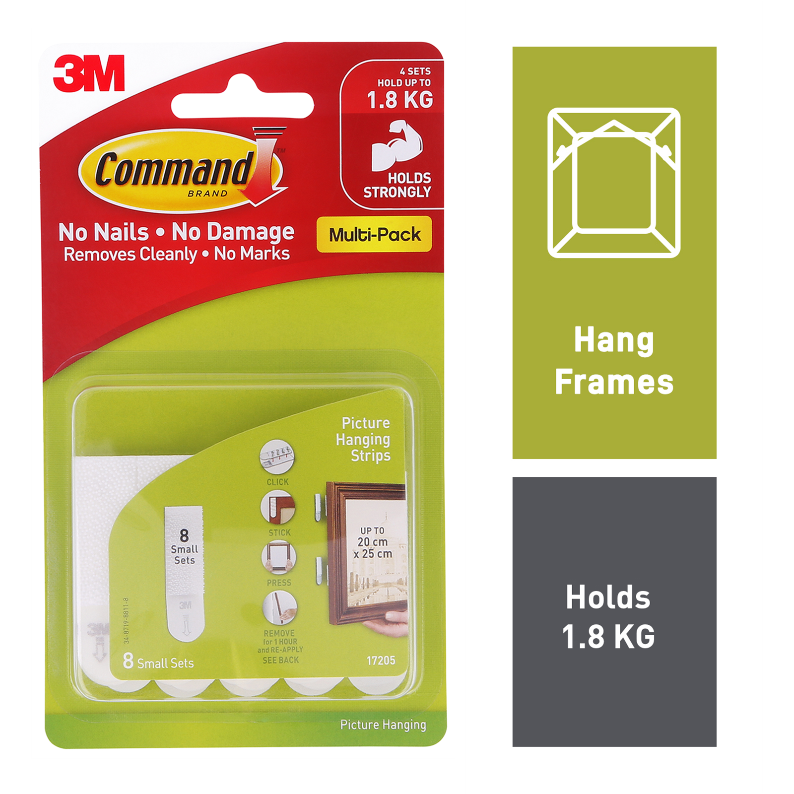 Command Small White Picture Hanging Strips 1.8kg - 8 Pack