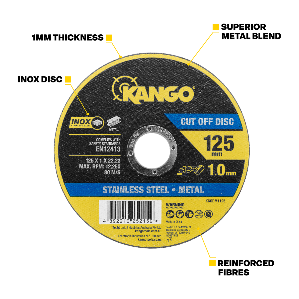 Kango Metal Cut Off Disc - 125mm x 1mm - Inox-Free - Steel & Stainless Steel Cutting - SuperSaverAU - view 2