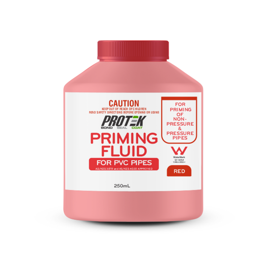 Protek 250ml Red Priming Fluid for PVC Pipe and Fittings