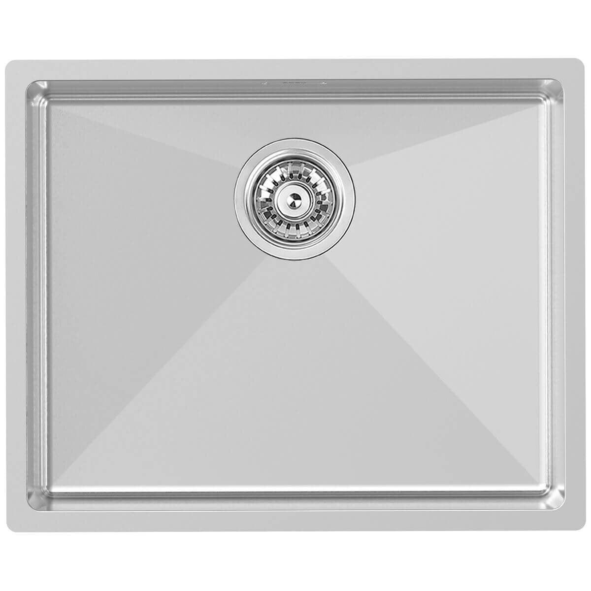 Abey W12.5 large single bowl stainless steel sink with overflow - flush, inset or undermount - W12-500