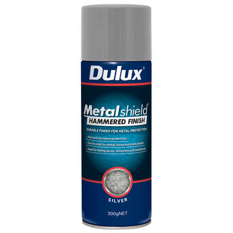 Dulux Metalshield Spray Paint Silver 300g Hammered Finish Durable - SuperSaverAU - view 1