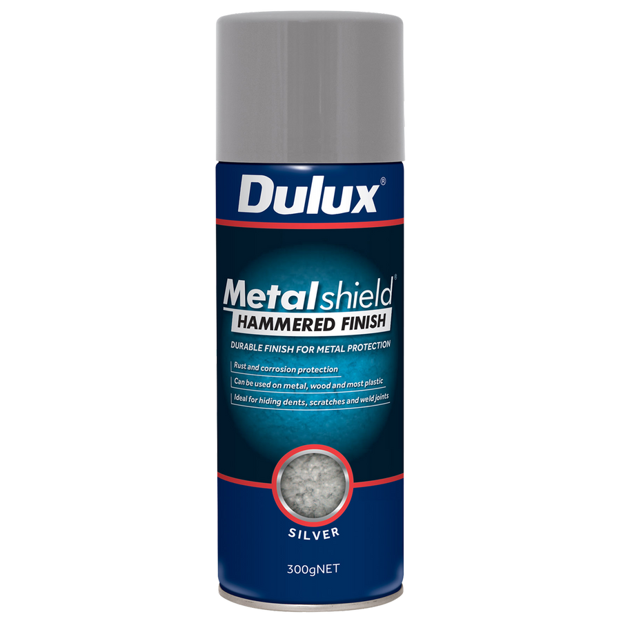 Dulux Metalshield Spray Paint Silver 300g Hammered Finish Durable - SuperSaverAU - view 1