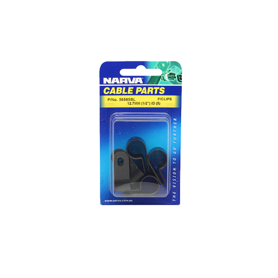 Narva Nylon Cable Clamps 12.7mm UV Weather Resistant Black P Clips 5 Pack - SuperSaverAU - view 1