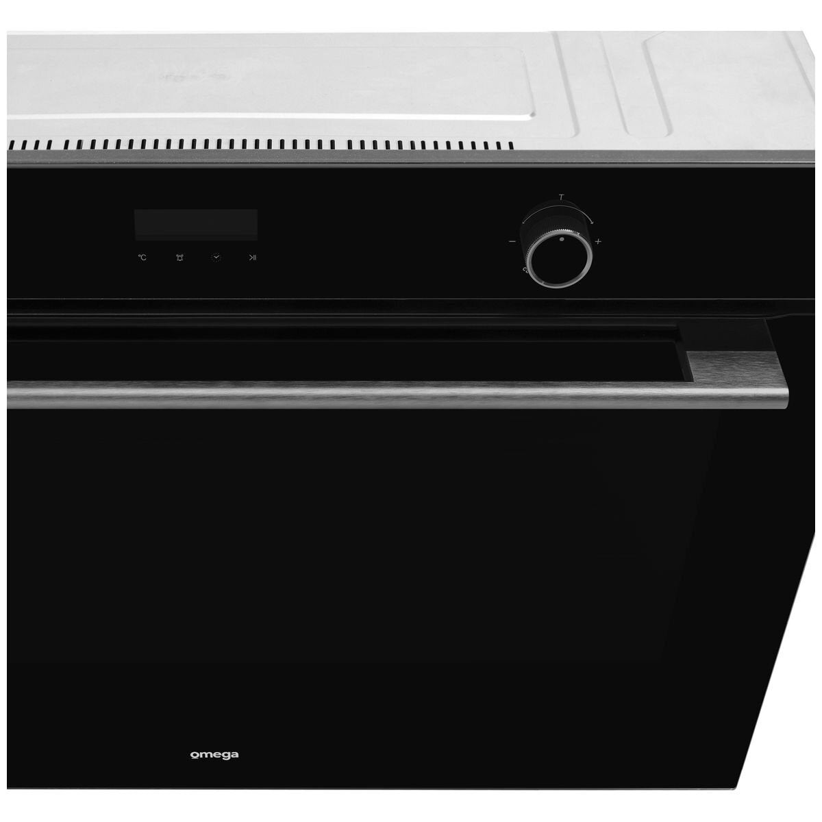 Omega 11 function built-in oven with AirFry - 148L, black glass, Midnight trim, telescopic runners - OBO9011AM