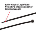 Crescent 150 x 3.6mm Black Nylon Cable Ties UV Resistant - 25 Pack