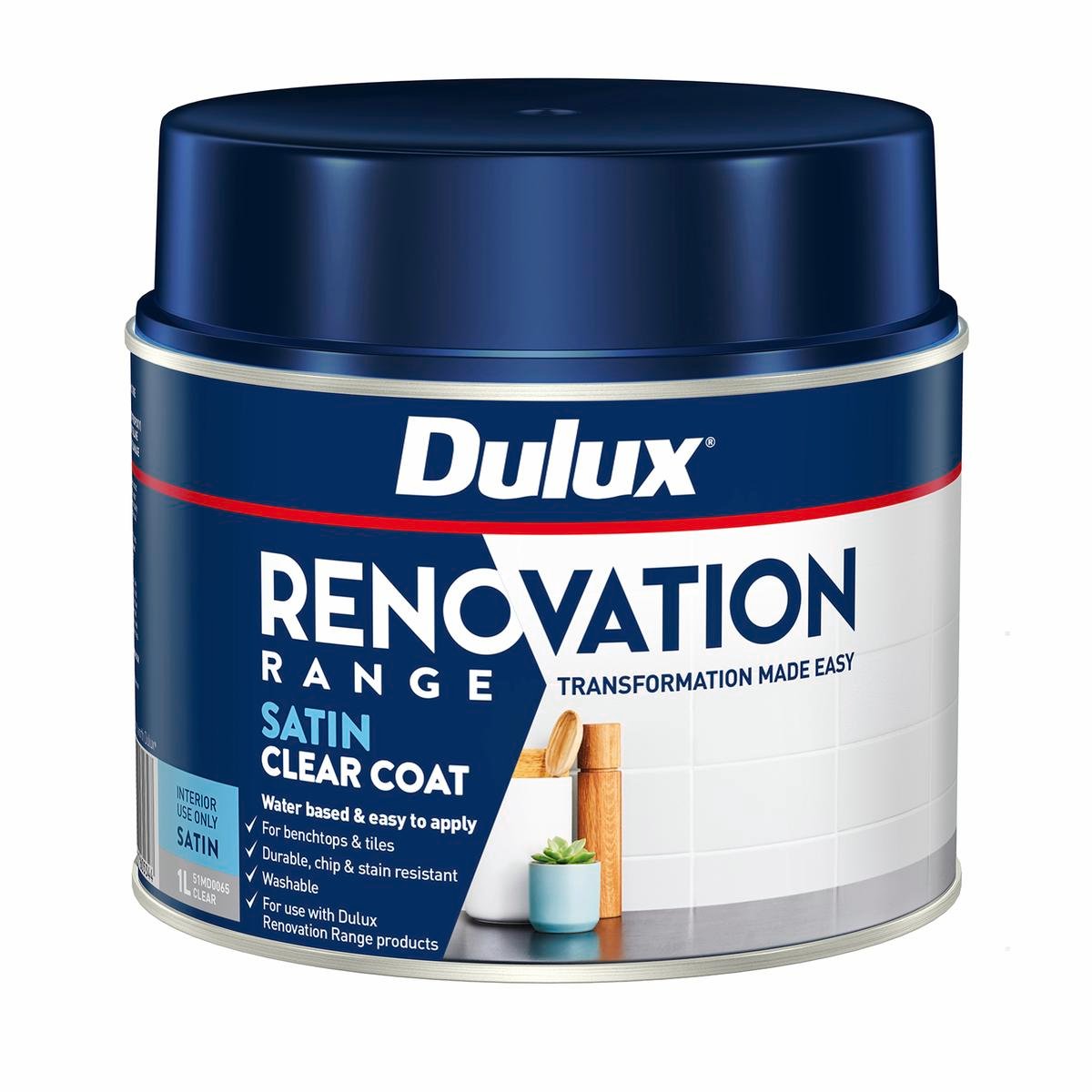 Dulux Renovation Range Clear Coat Satin - 1L - Satin Clear - Water-Based - SuperSaverAU - view 1