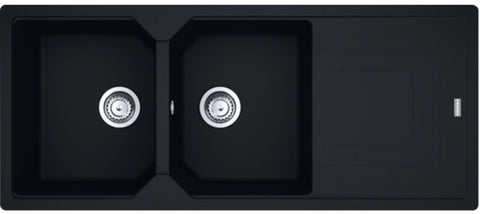 Franke Fragranite Double Bowl Topmount Sink - Matte Black, Left or Right Drainer, 2 x 30L Bowls - UBG621MB