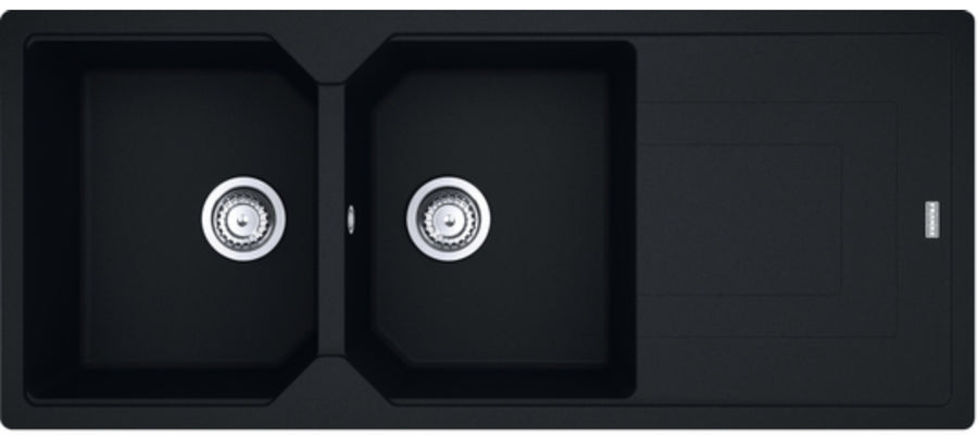 Franke Fragranite Double Bowl Topmount Sink - Matte Black, Left or Right Drainer, 2 x 30L Bowls - UBG621MB