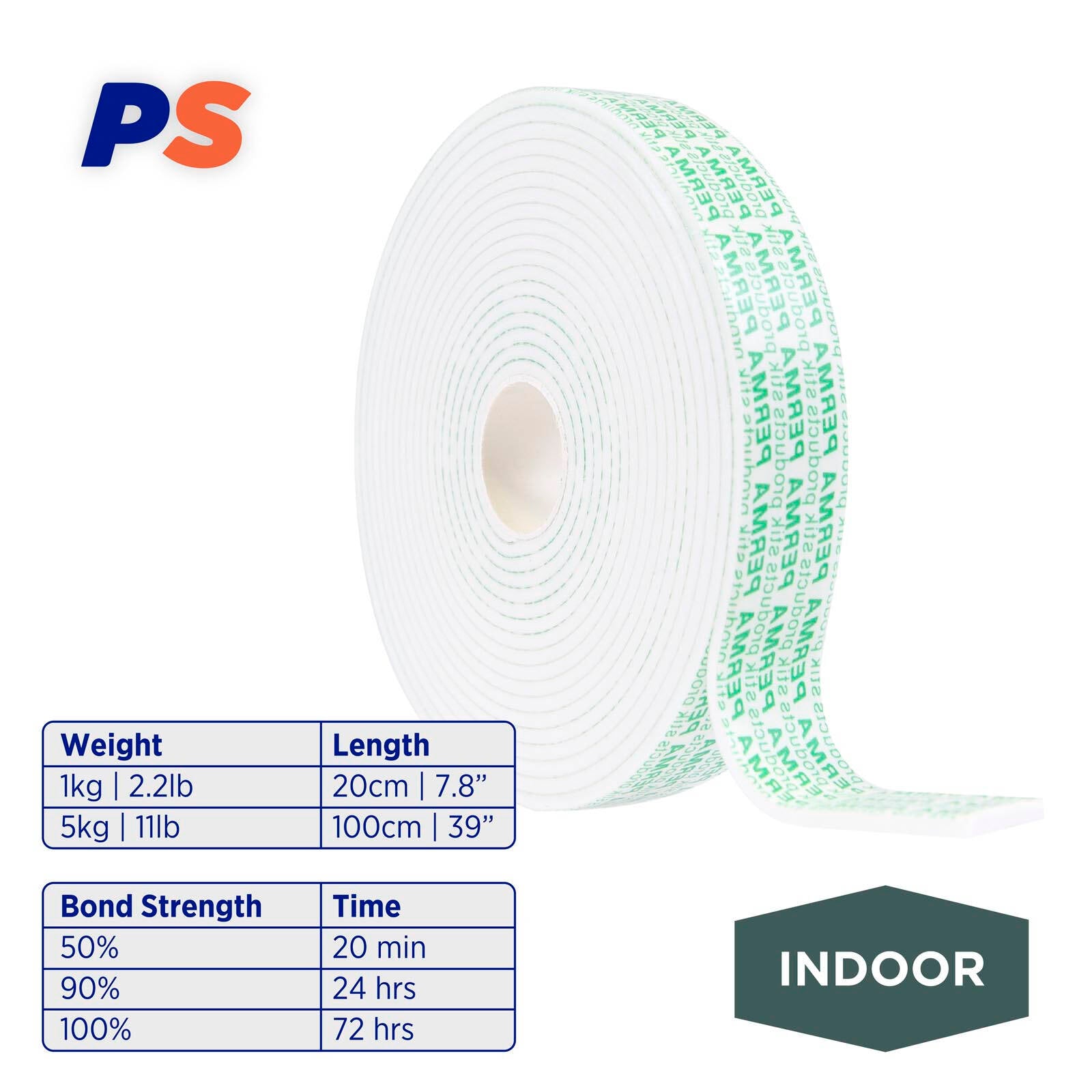 Permastik 24mm x 5m Indoor Foam Mounting Tape White 10kg Hold