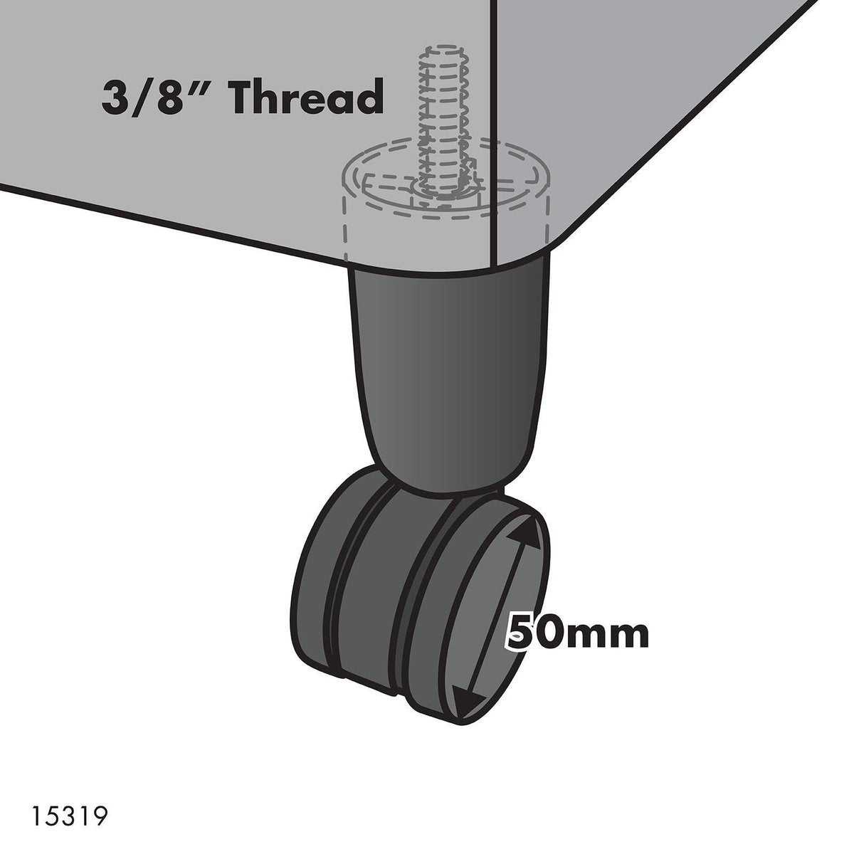 Move It Bed Leg - 3/8" - Steel/Plastic - Black - 50mm Wheel - SuperSaverAU - view 2