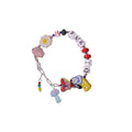 Ceramic Beaded Alphabet Bracelet with Adjustable Chain - Pink