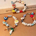 Ceramic Beaded Alphabet Bracelet with Adjustable Chain - Pink - view 5