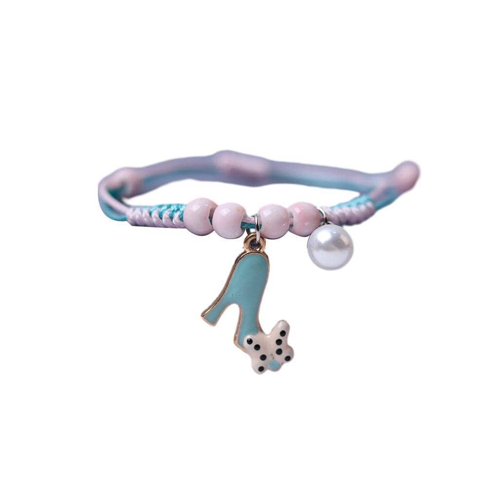 Ceramic Beaded Braided Rope Bracelet for Women with High Heel Charm