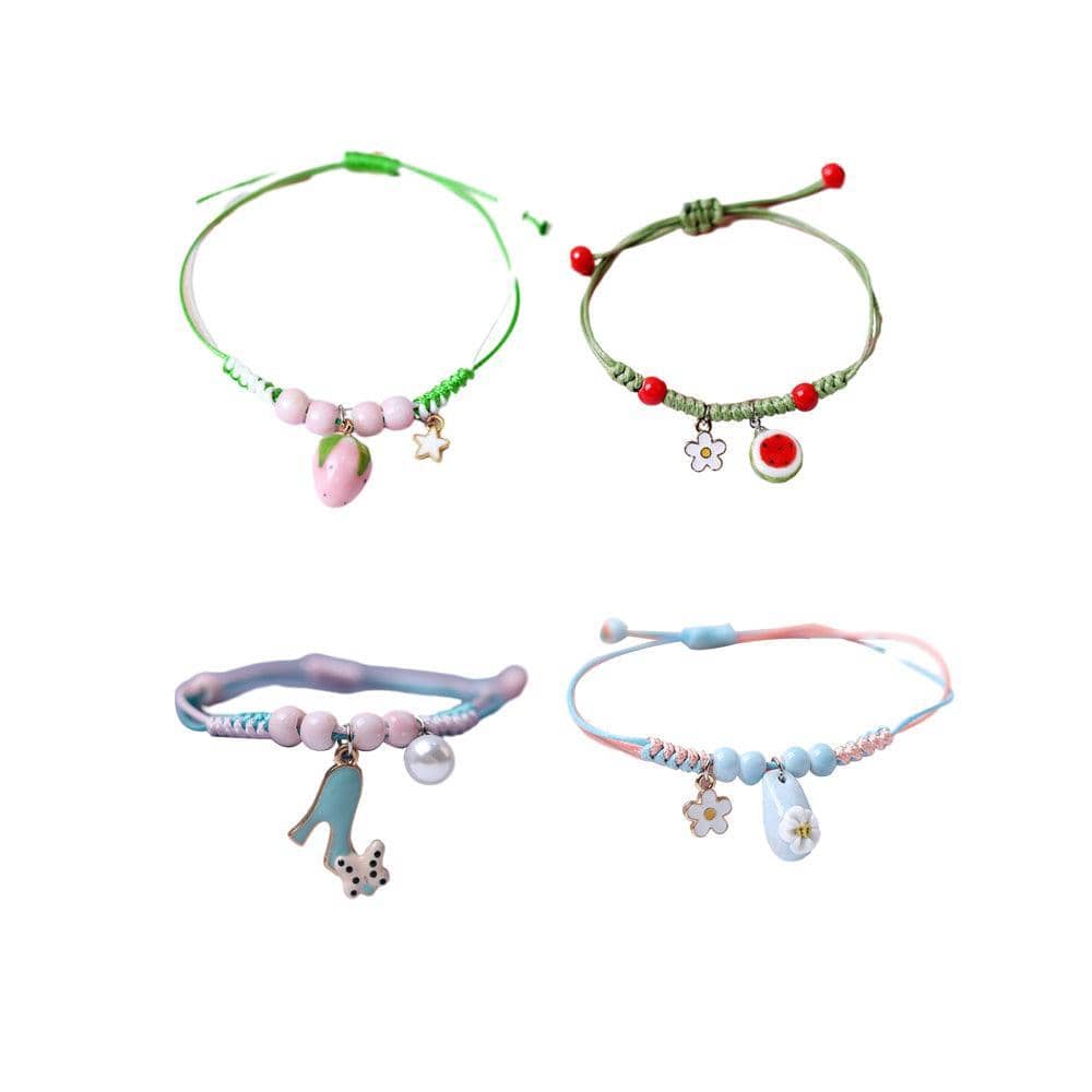 Ceramic Beaded Braided Rope Bracelet for Women with High Heel Charm - view 3