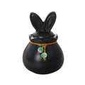 Ceramic Bunny Ear Pet Urn for Small Animal Ashes Memorial Keepsake - Black