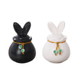 Ceramic Bunny Ear Pet Urn for Small Animal Ashes Memorial Keepsake - Black - view 3