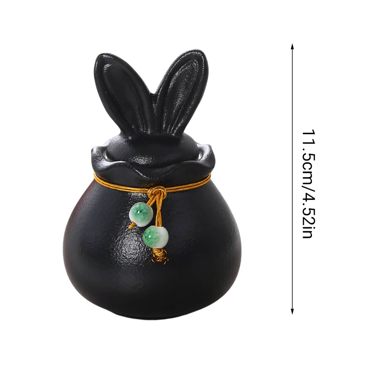 Ceramic Bunny Ear Pet Urn for Small Animal Ashes Memorial Keepsake - Black - view 4