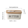 Ceramic Butter Dish with Bamboo Lid and Butter Knife, White - view 3
