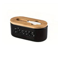 Ceramic Butter Keeper with Bamboo Lid and Knife - Black