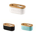 Ceramic Butter Keeper with Bamboo Lid and Knife - Black - view 3