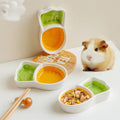 Ceramic Carrot Pet Food Bowl Double Compartment Feeder for Small Animals - view 4