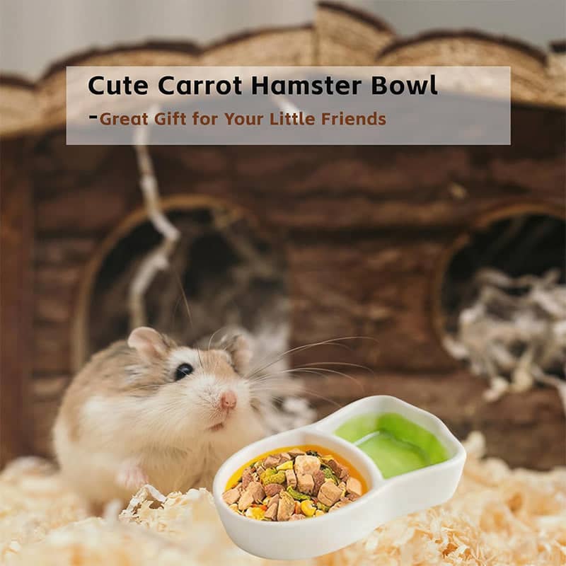 Ceramic Carrot Pet Food Bowl Double Compartment Feeder for Small Animals - view 5