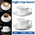 Ceramic Coffee Cup and Saucer Set, Pack of 6 for Hotels and Cafes - White, 180 ml - view 2